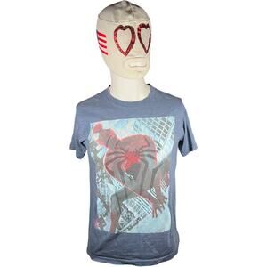 Marvel Spider-Man 2 Graphic Tee Blue Crew Neck Short Sleeve